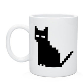 Кружка с принтом Пиксельный котик в Новосибирске, керамика | объем — 330 мл, диаметр — 80 мм. Принт наносится на бока кружки, можно сделать два разных изображения | 90 | cat | kitten | kitty | pixel | кот | котейка | котик | котики | пиксель