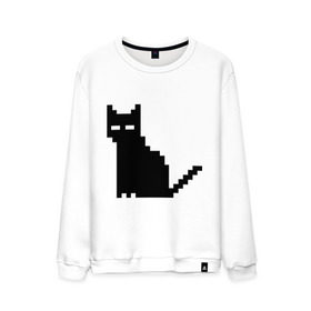 Мужской свитшот хлопок с принтом Пиксельный котик в Новосибирске, 100% хлопок |  | 90 | cat | kitten | kitty | pixel | кот | котейка | котик | котики | пиксель
