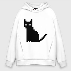 Мужское худи Oversize хлопок с принтом Пиксельный котик в Новосибирске, френч-терри — 70% хлопок, 30% полиэстер. Мягкий теплый начес внутри —100% хлопок | боковые карманы, эластичные манжеты и нижняя кромка, капюшон на магнитной кнопке | Тематика изображения на принте: 90 | cat | kitten | kitty | pixel | кот | котейка | котик | котики | пиксель