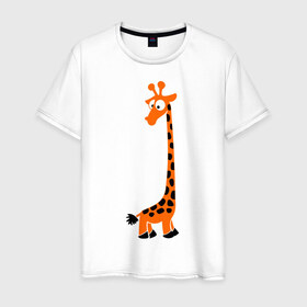 Мужская футболка хлопок с принтом Жирафик в Новосибирске, 100% хлопок | прямой крой, круглый вырез горловины, длина до линии бедер, слегка спущенное плечо. | Тематика изображения на принте: жираф | жирафик | клевый | милый