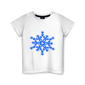 Детская футболка хлопок с принтом Колючая снежинка в Новосибирске, 100% хлопок | круглый вырез горловины, полуприлегающий силуэт, длина до линии бедер | Тематика изображения на принте: звезда | звездочки | колючая снежинка | снежинка