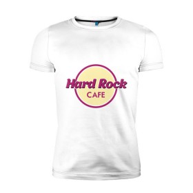 Мужская футболка премиум с принтом Hard rock в Новосибирске, 92% хлопок, 8% лайкра | приталенный силуэт, круглый вырез ворота, длина до линии бедра, короткий рукав | Тематика изображения на принте: hard rock cafe | pock | музыка | рок | рок кафе