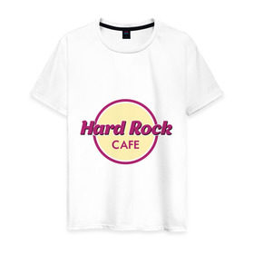 Мужская футболка хлопок с принтом Hard rock в Новосибирске, 100% хлопок | прямой крой, круглый вырез горловины, длина до линии бедер, слегка спущенное плечо. | hard rock cafe | pock | музыка | рок | рок кафе