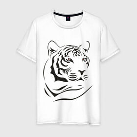 Мужская футболка хлопок с принтом тигр в Новосибирске, 100% хлопок | прямой крой, круглый вырез горловины, длина до линии бедер, слегка спущенное плечо. | Тематика изображения на принте: tattoo | tiger | тату | тигр | узор