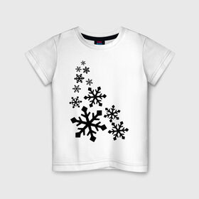 Детская футболка хлопок с принтом Снежинки в Новосибирске, 100% хлопок | круглый вырез горловины, полуприлегающий силуэт, длина до линии бедер | зима | снег | снегопад | снежинка | снежинки