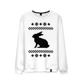 Мужской свитшот хлопок с принтом Свитер с зайцем в Новосибирске, 100% хлопок |  | Тематика изображения на принте: заяц | свитер | свитер с зайцем | снежинки | узор