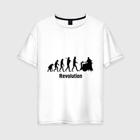 Женская футболка хлопок Oversize с принтом Revolution в Новосибирске, 100% хлопок | свободный крой, круглый ворот, спущенный рукав, длина до линии бедер
 | i love rock | music | revolution | rock | skull | музыкантам | рок