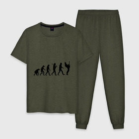 Мужская пижама хлопок с принтом Эволюция рока в Новосибирске, 100% хлопок | брюки и футболка прямого кроя, без карманов, на брюках мягкая резинка на поясе и по низу штанин
 | rock | музыка | рок | эволюция | эволюция рока