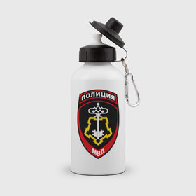 Бутылка спортивная с принтом Полиция вневедомственная охрана в Новосибирске, металл | емкость — 500 мл, в комплекте две пластиковые крышки и карабин для крепления | мвд | милиция | охрана | силовики