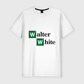 Мужская футболка премиум с принтом Walter White в Новосибирске, 92% хлопок, 8% лайкра | приталенный силуэт, круглый вырез ворота, длина до линии бедра, короткий рукав | breaking bad | meth | walter | white | вайт | варить | во все тяжкие | мет | уолтер