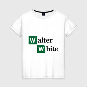 Женская футболка хлопок с принтом Walter White в Новосибирске, 100% хлопок | прямой крой, круглый вырез горловины, длина до линии бедер, слегка спущенное плечо | breaking bad | meth | walter | white | вайт | варить | во все тяжкие | мет | уолтер