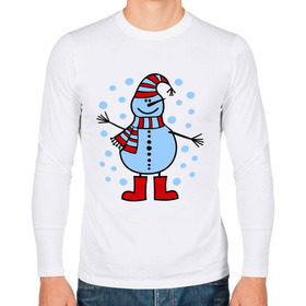 Мужской лонгслив хлопок с принтом Веселый снеговик в Новосибирске, 100% хлопок |  | Тематика изображения на принте: веселый снеговик | зима | новый год | снег | снеговик | снежинки