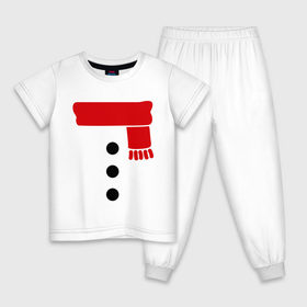 Детская пижама хлопок с принтом Снеговик, пуговицы и шарф в Новосибирске, 100% хлопок |  брюки и футболка прямого кроя, без карманов, на брюках мягкая резинка на поясе и по низу штанин
 | новогодние подарки | новогодний подарок | новый год | снег | снеговик | шарф