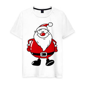 Мужская футболка хлопок с принтом Дедушка мороз в Новосибирске, 100% хлопок | прямой крой, круглый вырез горловины, длина до линии бедер, слегка спущенное плечо. | дед | дед мороз | клаус | мороз | новгодний подарок | новогодние подарки | новый год | санта | санта клаус