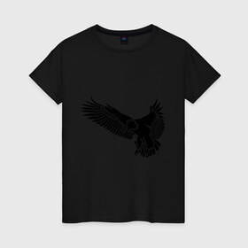 Женская футболка хлопок с принтом Летящий орел в Новосибирске, 100% хлопок | прямой крой, круглый вырез горловины, длина до линии бедер, слегка спущенное плечо | орел | орленок | птица