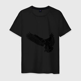 Мужская футболка хлопок с принтом Летящий орел в Новосибирске, 100% хлопок | прямой крой, круглый вырез горловины, длина до линии бедер, слегка спущенное плечо. | орел | орленок | птица