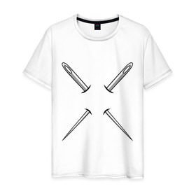 Мужская футболка хлопок с принтом Иглы в Новосибирске, 100% хлопок | прямой крой, круглый вырез горловины, длина до линии бедер, слегка спущенное плечо. | английская булавка | булавка | иглы | иголка