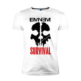 Мужская футболка премиум с принтом Eminem - Survival в Новосибирске, 92% хлопок, 8% лайкра | приталенный силуэт, круглый вырез ворота, длина до линии бедра, короткий рукав | eminem   survival | gangsta | gansta | hip | hip hop | hop | media | rap | survival выживание | еп | рэп | рэпчина | хип | хип хоп | хоп | эминем