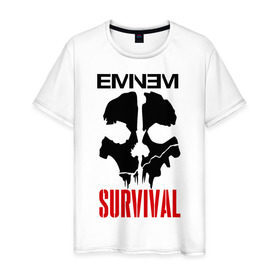Мужская футболка хлопок с принтом Eminem - Survival в Новосибирске, 100% хлопок | прямой крой, круглый вырез горловины, длина до линии бедер, слегка спущенное плечо. | Тематика изображения на принте: eminem   survival | gangsta | gansta | hip | hip hop | hop | media | rap | survival выживание | еп | рэп | рэпчина | хип | хип хоп | хоп | эминем