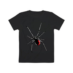 Детская футболка хлопок с принтом Черная вдова в Новосибирске, 100% хлопок | круглый вырез горловины, полуприлегающий силуэт, длина до линии бедер | Тематика изображения на принте: паук | тарантул | черная вдова | черная вдованасекомые
