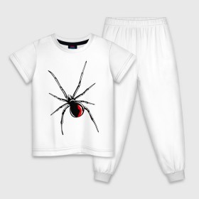 Детская пижама хлопок с принтом Черная вдова в Новосибирске, 100% хлопок |  брюки и футболка прямого кроя, без карманов, на брюках мягкая резинка на поясе и по низу штанин
 | Тематика изображения на принте: паук | тарантул | черная вдова | черная вдованасекомые