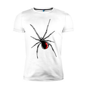 Мужская футболка премиум с принтом Черная вдова в Новосибирске, 92% хлопок, 8% лайкра | приталенный силуэт, круглый вырез ворота, длина до линии бедра, короткий рукав | паук | тарантул | черная вдова | черная вдованасекомые