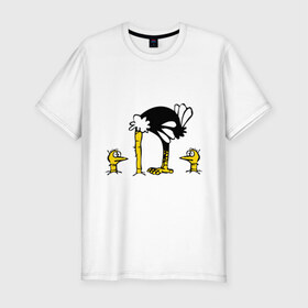 Мужская футболка премиум с принтом страус в Новосибирске, 92% хлопок, 8% лайкра | приталенный силуэт, круглый вырез ворота, длина до линии бедра, короткий рукав | голова | животные | прикольные | птица | птицы | страус