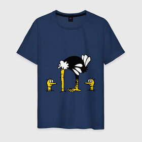 Мужская футболка хлопок с принтом страус в Новосибирске, 100% хлопок | прямой крой, круглый вырез горловины, длина до линии бедер, слегка спущенное плечо. | голова | животные | прикольные | птица | птицы | страус