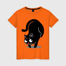 Женская футболка хлопок с принтом Баланс в Новосибирске, 100% хлопок | прямой крой, круглый вырез горловины, длина до линии бедер, слегка спущенное плечо | cat | баланс | киса | кот | коты | кошка | кошки | няш