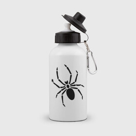 Бутылка спортивная с принтом Страшный паук в Новосибирске, металл | емкость — 500 мл, в комплекте две пластиковые крышки и карабин для крепления | насекомые | паук | паук на спине | страшный паук | тарантул