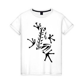 Женская футболка хлопок с принтом Лягуха в Новосибирске, 100% хлопок | прямой крой, круглый вырез горловины, длина до линии бедер, слегка спущенное плечо | животные | лягушка | лягушка путешественница | подарки