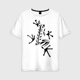 Женская футболка хлопок Oversize с принтом Лягуха в Новосибирске, 100% хлопок | свободный крой, круглый ворот, спущенный рукав, длина до линии бедер
 | животные | лягушка | лягушка путешественница | подарки