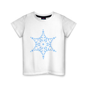 Детская футболка хлопок с принтом Кристальная снежинка в Новосибирске, 100% хлопок | круглый вырез горловины, полуприлегающий силуэт, длина до линии бедер | 2014 | happy | happy new year | new year | santa | santa clows | год лошади | кристал | кристалическая звезда | кристальная снежинка | лошадь | новый год | олень | рудольф | санта | санта клаус | снег | снежинка