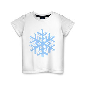 Детская футболка хлопок с принтом Объемная снежинка в Новосибирске, 100% хлопок | круглый вырез горловины, полуприлегающий силуэт, длина до линии бедер | 2014 | happy | happy new year | new year | santa | год лошади | кристал | лошадь | новый год | объемная снежинка | олень | санта | санта клаус | светиться | снег | снежинка