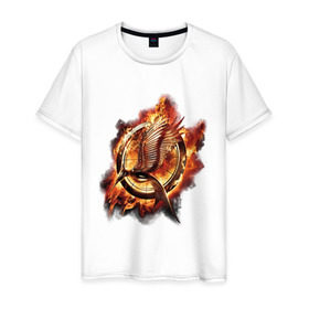 Мужская футболка хлопок с принтом Пламя в Новосибирске, 100% хлопок | прямой крой, круглый вырез горловины, длина до линии бедер, слегка спущенное плечо. | the hunger games | голодные игры | и вспыхнет пламя | кино | огонь | пламя | птица | фильм