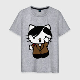 Мужская футболка хлопок с принтом Kitty Hitler в Новосибирске, 100% хлопок | прямой крой, круглый вырез горловины, длина до линии бедер, слегка спущенное плечо. | kitty hitler | кошки | прикольные картинки