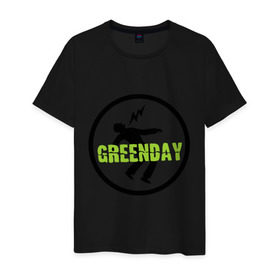 Мужская футболка хлопок с принтом Green Day Circle в Новосибирске, 100% хлопок | прямой крой, круглый вырез горловины, длина до линии бедер, слегка спущенное плечо. | green day circle | зеленый день | музыка | рок