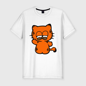 Мужская футболка премиум с принтом Kitty Garfield в Новосибирске, 92% хлопок, 8% лайкра | приталенный силуэт, круглый вырез ворота, длина до линии бедра, короткий рукав | 