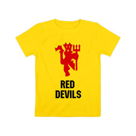 Детская футболка хлопок с принтом red devils (manchester united) в Новосибирске, 100% хлопок | круглый вырез горловины, полуприлегающий силуэт, длина до линии бедер | manchester | manchester united | red devils (manchester united) | манчестер | манчестер юнайтед | спорт | футбол