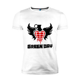 Мужская футболка премиум с принтом Green Day Wings в Новосибирске, 92% хлопок, 8% лайкра | приталенный силуэт, круглый вырез ворота, длина до линии бедра, короткий рукав | green day | green day wings | green day граната | heavy metal | metal | rock | trash metal | альтернатива | граната | грин дэй | квартет | метал | рок | рок группа | рок группы | трэш метал | хеви метал