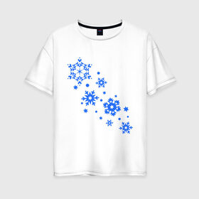 Женская футболка хлопок Oversize с принтом Снежинки (snowflakes) в Новосибирске, 100% хлопок | свободный крой, круглый ворот, спущенный рукав, длина до линии бедер
 | 