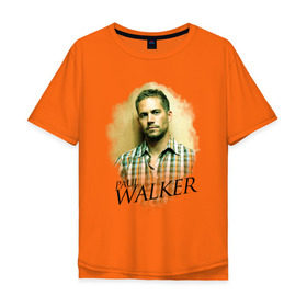 Мужская футболка хлопок Oversize с принтом Paul Walker в Новосибирске, 100% хлопок | свободный крой, круглый ворот, “спинка” длиннее передней части | Тематика изображения на принте: paul walker | актер | пол уокер