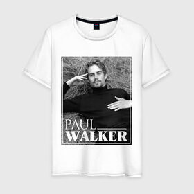 Мужская футболка хлопок с принтом Paul Walker в Новосибирске, 100% хлопок | прямой крой, круглый вырез горловины, длина до линии бедер, слегка спущенное плечо. | Тематика изображения на принте: 