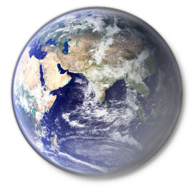 Значок с принтом Планета земля в Новосибирске,  металл | круглая форма, металлическая застежка в виде булавки | вид с космоса | земля | наша планета | планета | планета земля