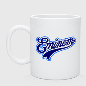 Кружка с принтом Eminem logo blue в Новосибирске, керамика | объем — 330 мл, диаметр — 80 мм. Принт наносится на бока кружки, можно сделать два разных изображения | bad | berzerk | eminem | gangsta | gansta | hip | hip hop | hop | rap | shady | shady records | еп | рэп | рэпчина | хип | хип хоп | хоп | эминем