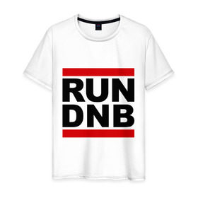 Мужская футболка хлопок с принтом RUN DNB в Новосибирске, 100% хлопок | прямой крой, круглый вырез горловины, длина до линии бедер, слегка спущенное плечо. | dnb | run | run dnb | музыка | электронная