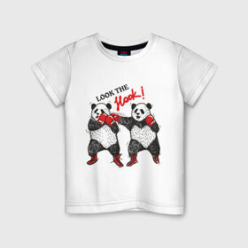 Детская футболка хлопок с принтом Look the Hook в Новосибирске, 100% хлопок | круглый вырез горловины, полуприлегающий силуэт, длина до линии бедер | Тематика изображения на принте: панда