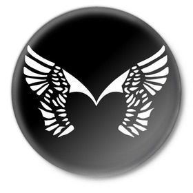 Значок с принтом Placebo logo в Новосибирске,  металл | круглая форма, металлическая застежка в виде булавки | placebo logo | белые крылья | крылья и сердце | музыка | сердца