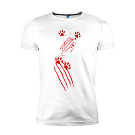 Мужская футболка премиум с принтом Нападение кота в Новосибирске, 92% хлопок, 8% лайкра | приталенный силуэт, круглый вырез ворота, длина до линии бедра, короткий рукав | злой кот | когти | кошки | лапки | лапы | нападение кота | прикольные картинки | царапины