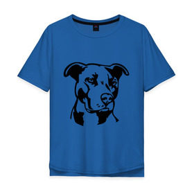 Мужская футболка хлопок Oversize с принтом Питбуль (Pitbull) в Новосибирске, 100% хлопок | свободный крой, круглый ворот, “спинка” длиннее передней части | друг человека | животные | пес | питбуль (pitbull) | прикольные картинки | силуэт пса | собака